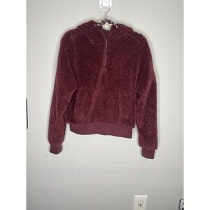 Lululemon Hoodie Womens 6 Burgundy Textured Fleece Half Zip Pullover Cozy Warm
